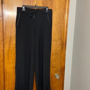 White House Black Market WKND Knit Straight Pant, medium, black, wide leg